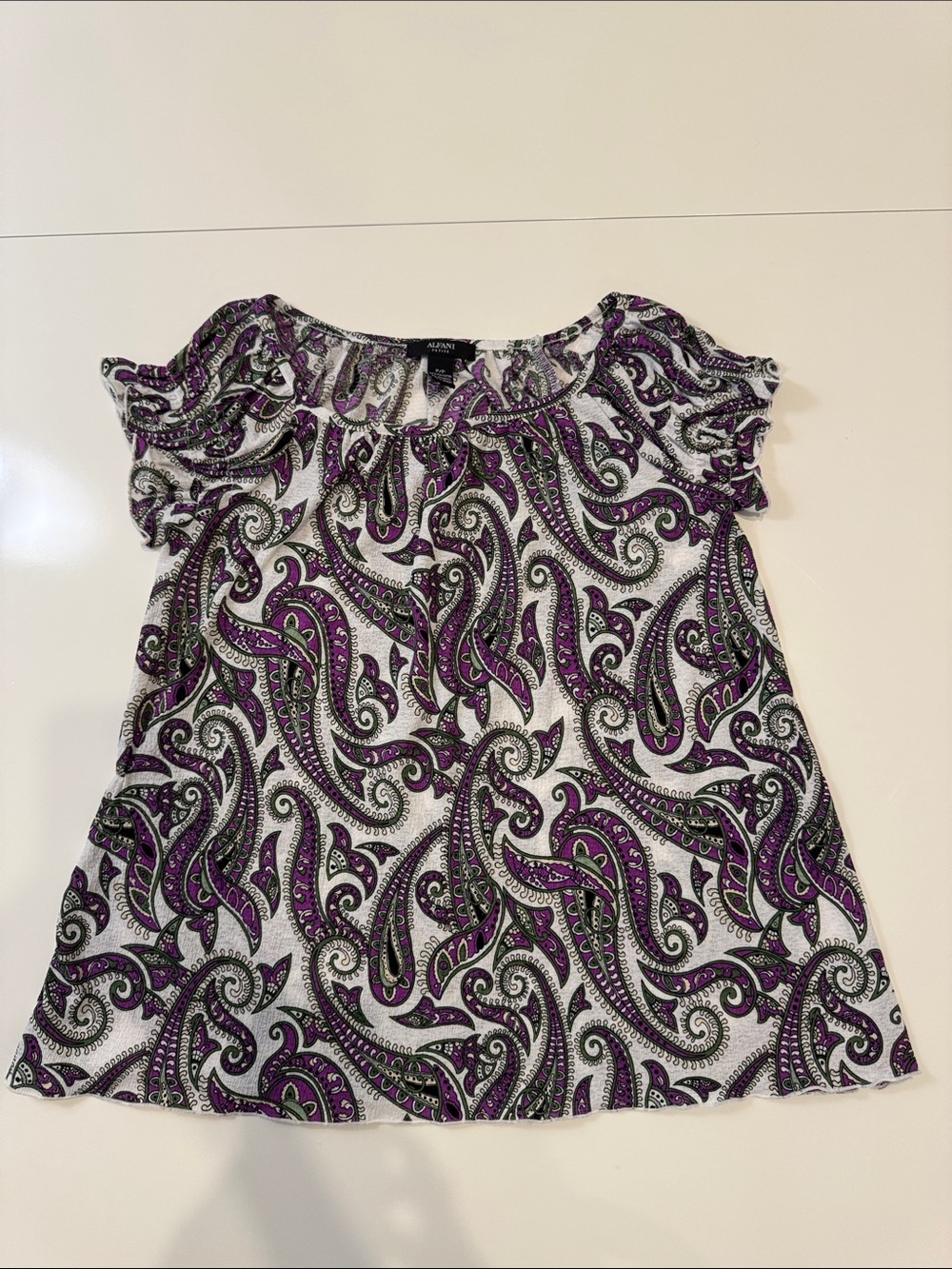 Alfani Purple Paisley Short Sleeve Tunic